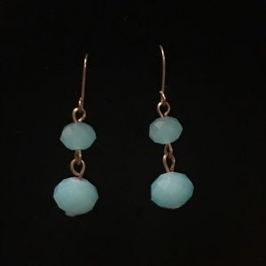 Opalescent Blue and Gold Tone Dangle Earrings NWOT